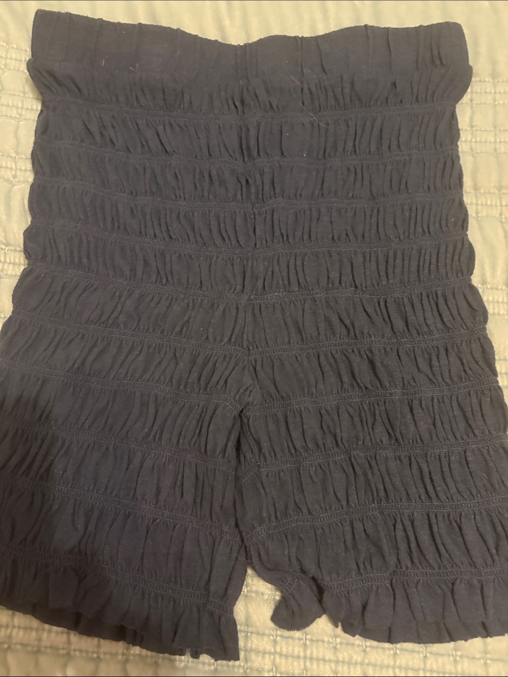 Free People Navy Blue Smocked Bermuda Shorts